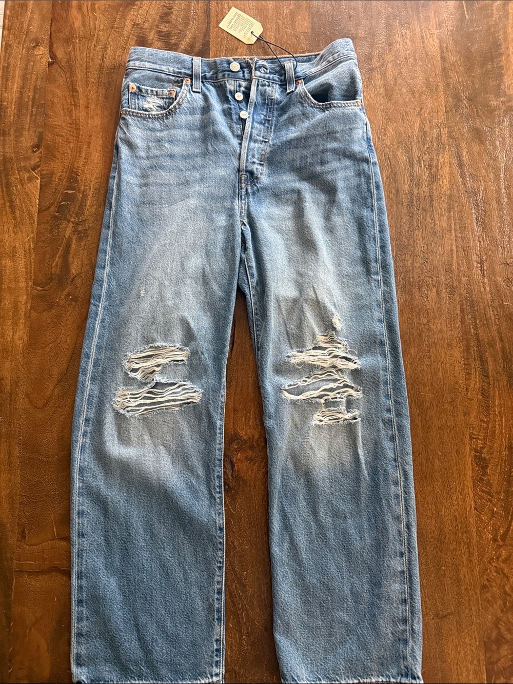 Levi's Distressed Light Blue Straight-Leg Jeans